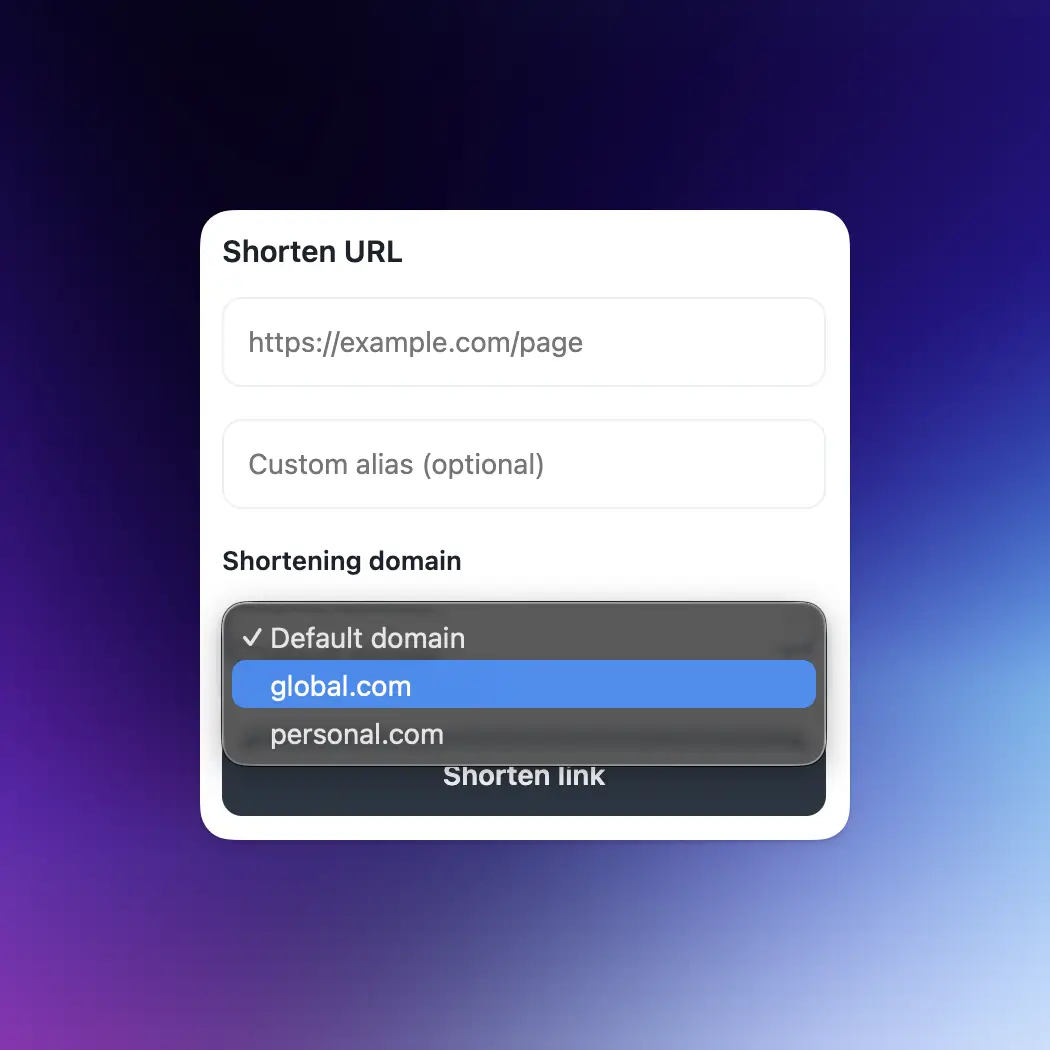 Screenshot of the chrome extension custom domain picker
